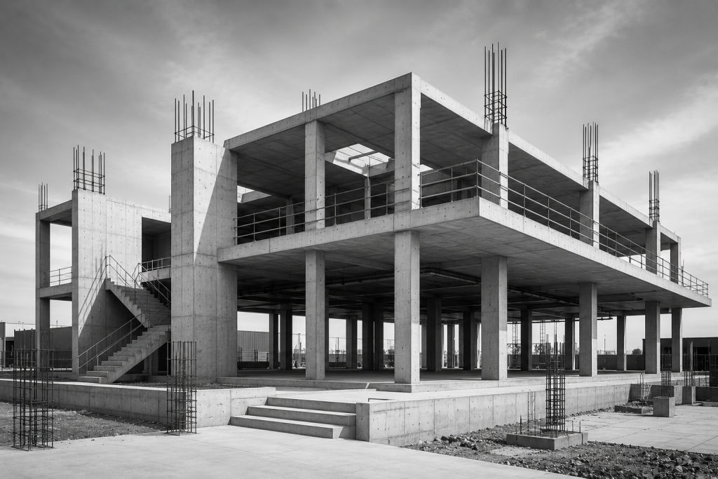 Concrete framework under construction